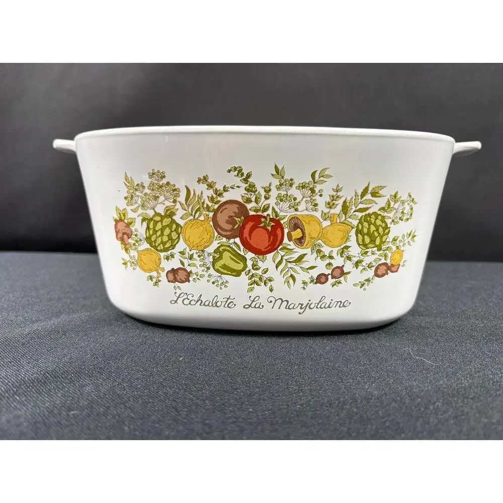Vintage Corning Ware Casserole Dish Pyrex Lid The Spice of Life 3 Quart A-3-B